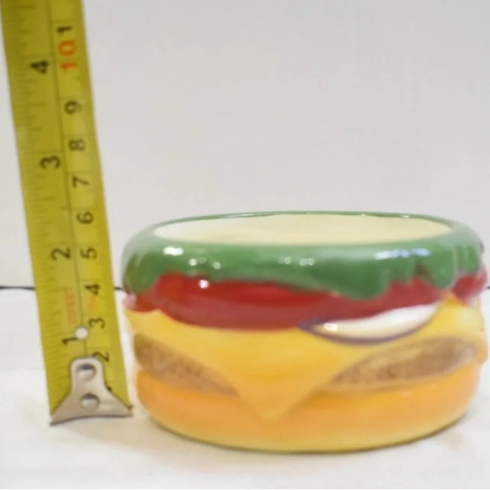 Pier 1 Imports Hand-Painted Earthenware BURGER Condiments Spinner Tray